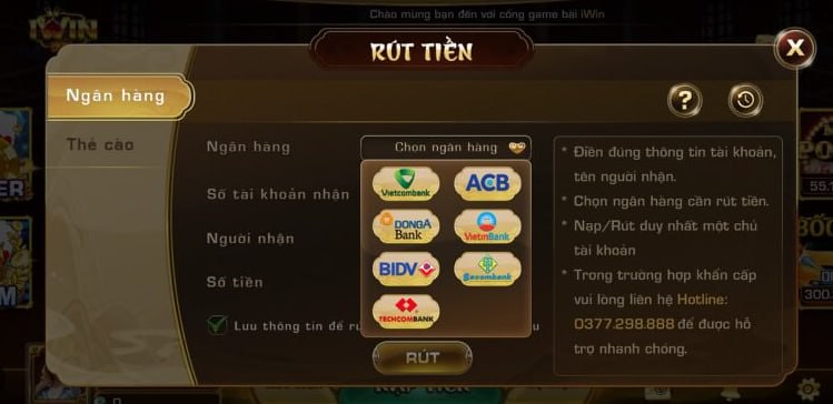 Rút tiền IWin 1