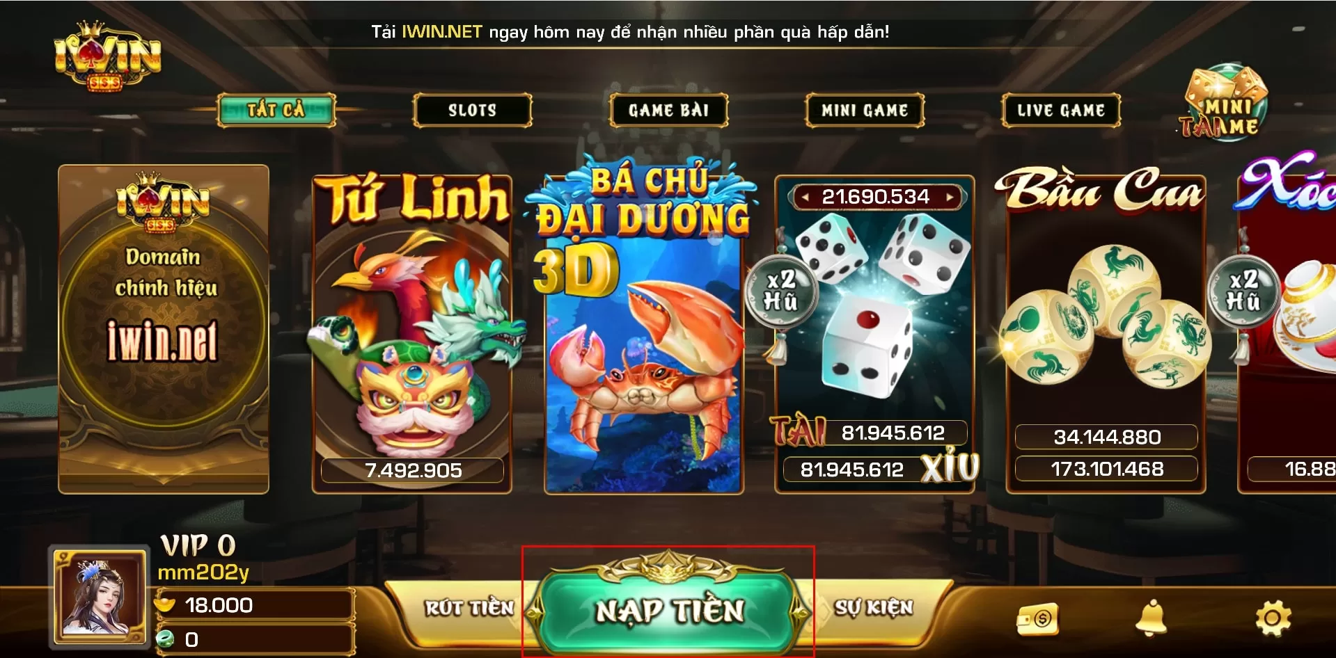 nạp tiền iwin 2