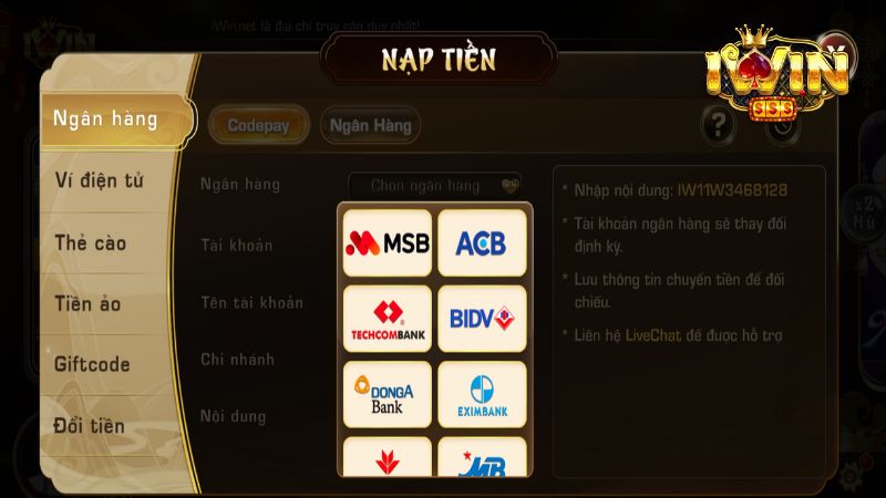 nạp tiền iwin